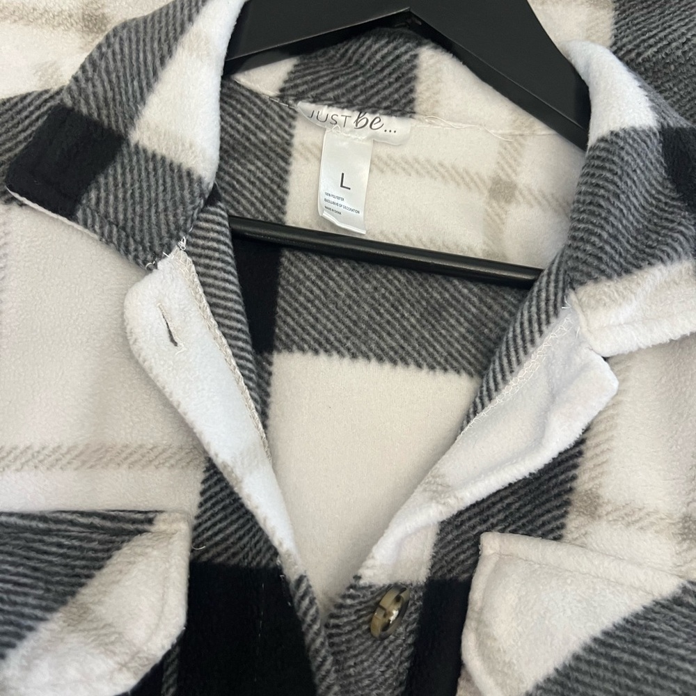 just be Black and White Plaid Flannel Shacket - Picture 4 of 7